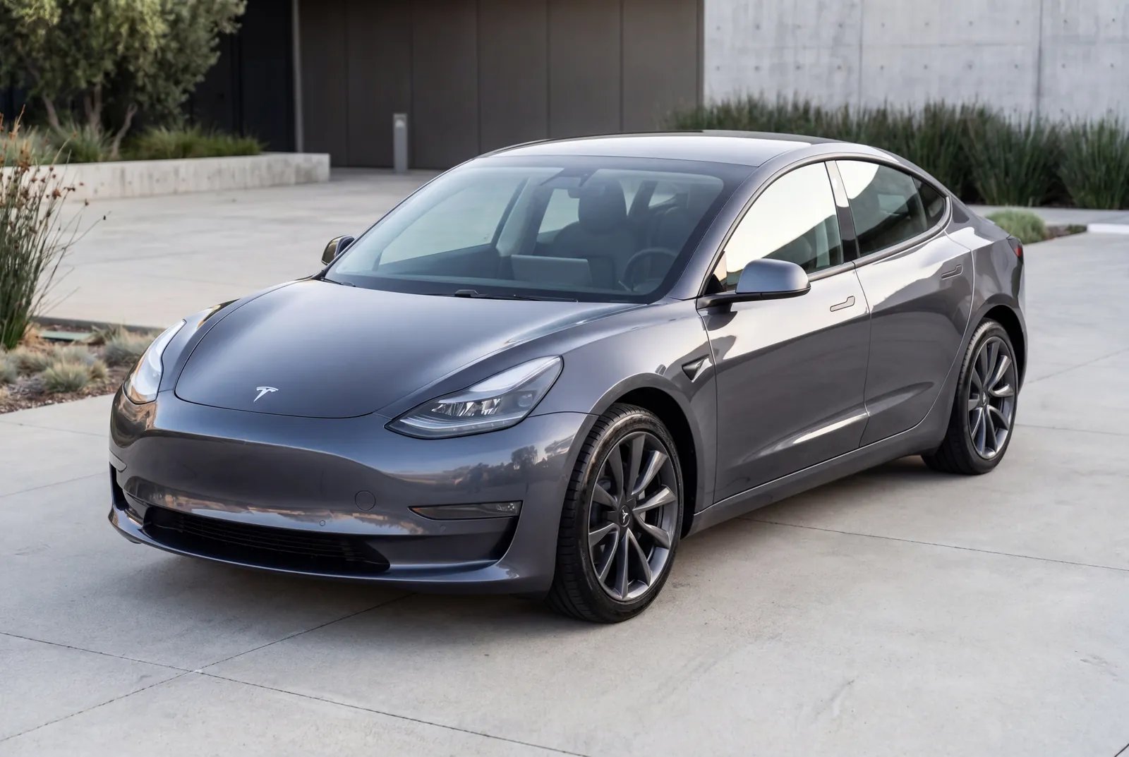 Clean white Tesla Model 3 after an Express Detail